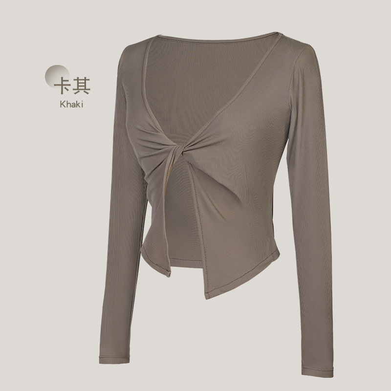 Ropa de baile, ropa de práctica, maestra, manga larga de primavera, danza clásica para adultos, danza moderna, cárdigan retorcido, abrigo fino