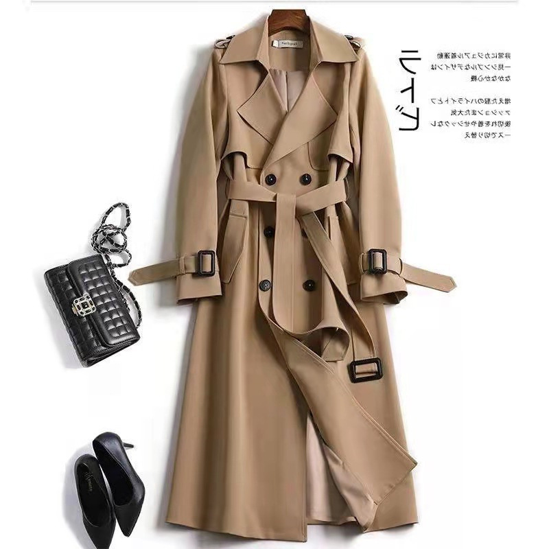 Women's Mid-Length Trench Coat 2026 Spring and Autumn New Korean Style Petite British Style Over-The-Knee Coat A6316