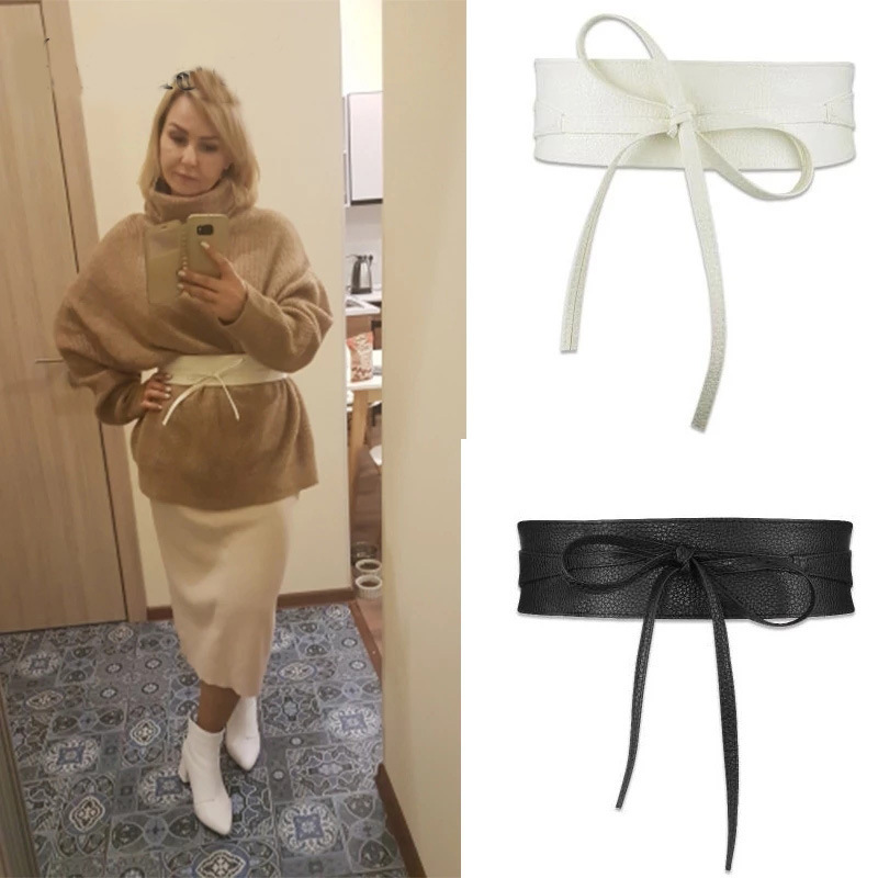 Simple Fashion Women's Wide Belt Decorative dress Coat Shirt Tie Band Tie Waist Bow Ribbon