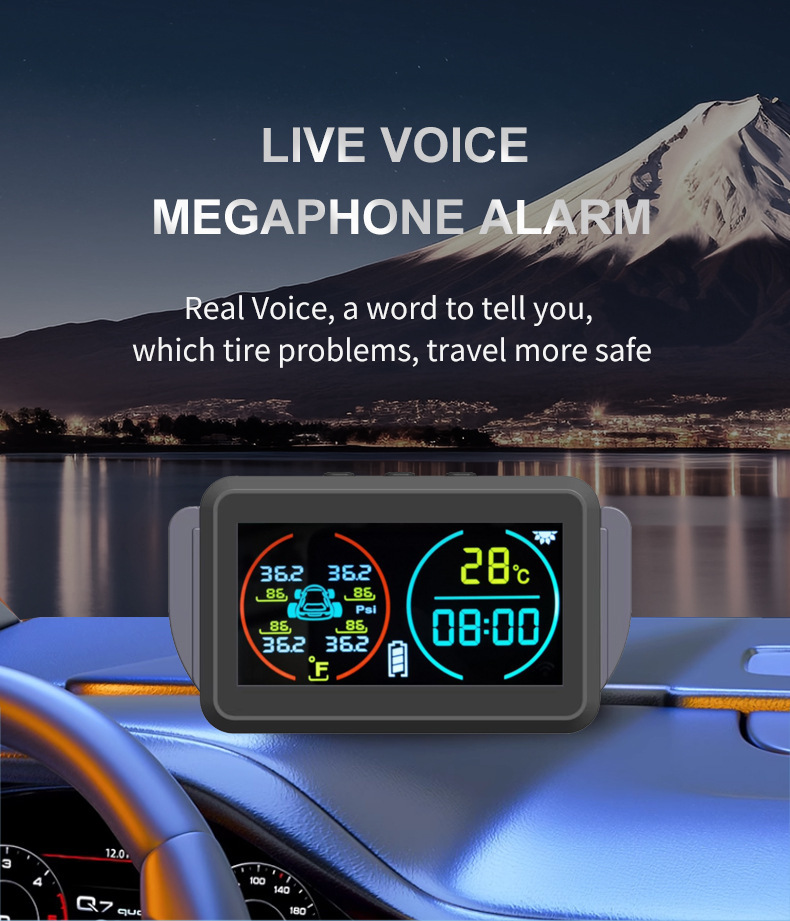 Cross-Border T14 Time and Temperature Display Large Screen Tire Pressure Monitor Built-In External Car Universal Wireless Solar