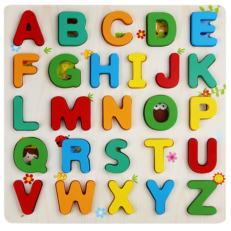Puzzles de madera transfronterizos Puzzles de madera para niños Puzzles de forma alfanumérica Puzzles de aprendizaje para niños Juguetes de Puzzles