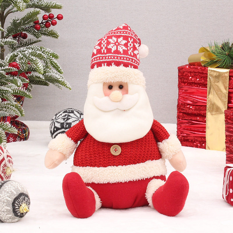 クリスマス用品クリスマス装飾品布芸座り方サンタクロース雪だるま鹿人形シーン置物|undefined