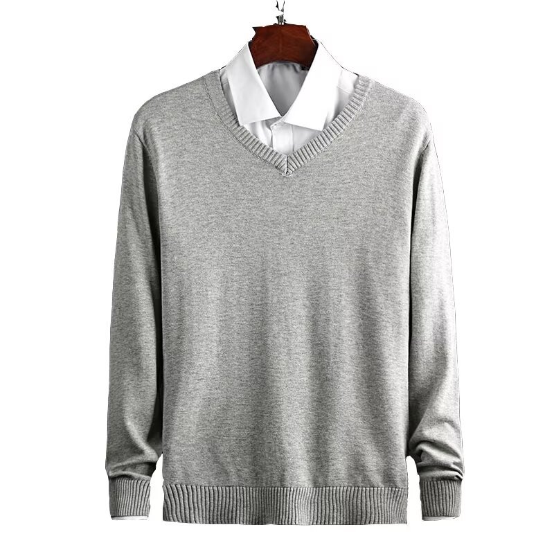 Slim Fit V-Neck Knit Sweater For Men - Lightweight Casual Pullover With Soft Texture, Stylish Layering Essential _voghion.com