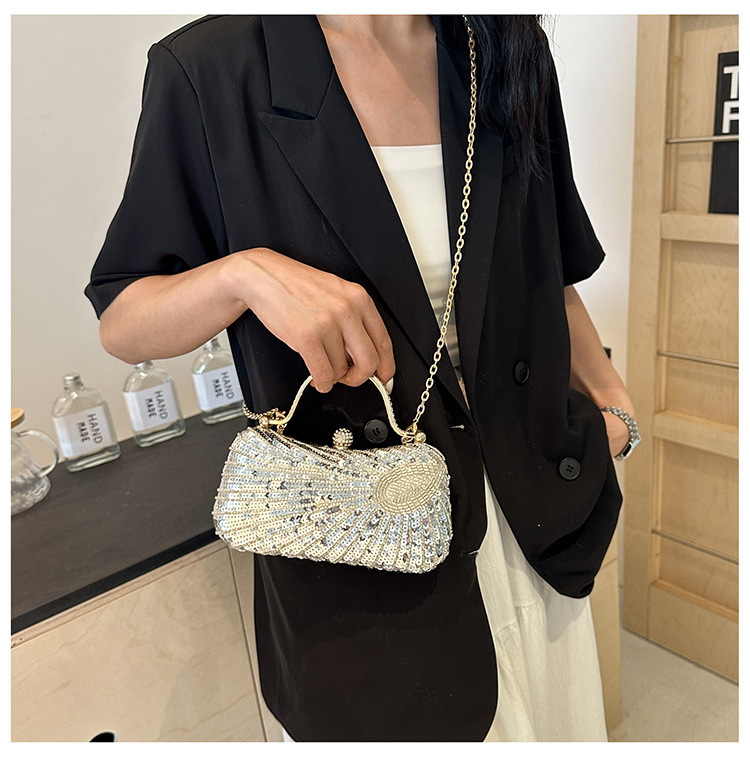 Sequins Fashion Element Magnetic Buckle Closure Type PVC Solid Color Sequins Square Evening Bags