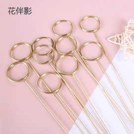 圆形金属花插明信卡片花篮夹子鲜花店花束装饰镀金韩式花艺贺卡