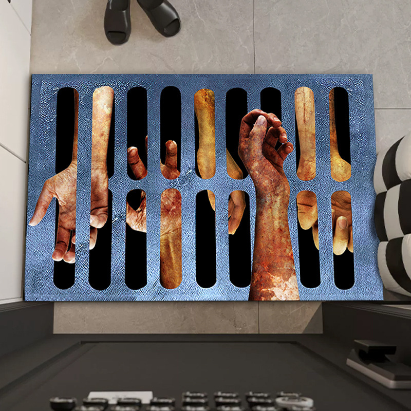 Fábrica transfronteriza alcantarilla cubierta de alcantarilla alfombra de payaso estera de la puerta de Halloween cráneo diseño fantasma cara estera del pie estera del baño