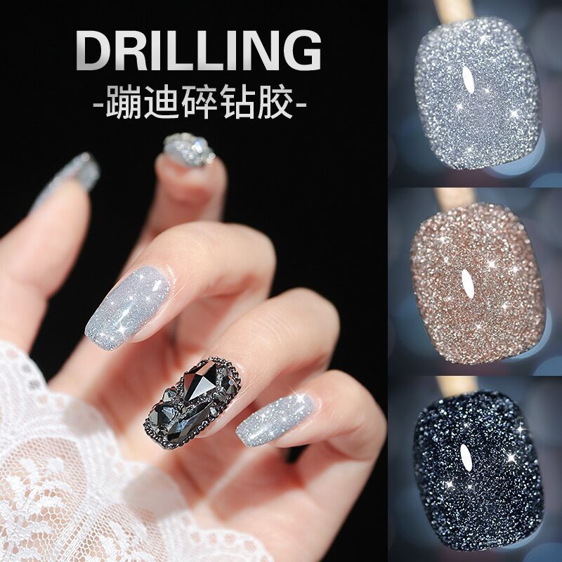 Pegamento de diamante disco popular transfronterizo 2025 nuevo pegamento de esmalte de uñas reflectante flash fabricante de pegamento de fototerapia para dedos al por mayor