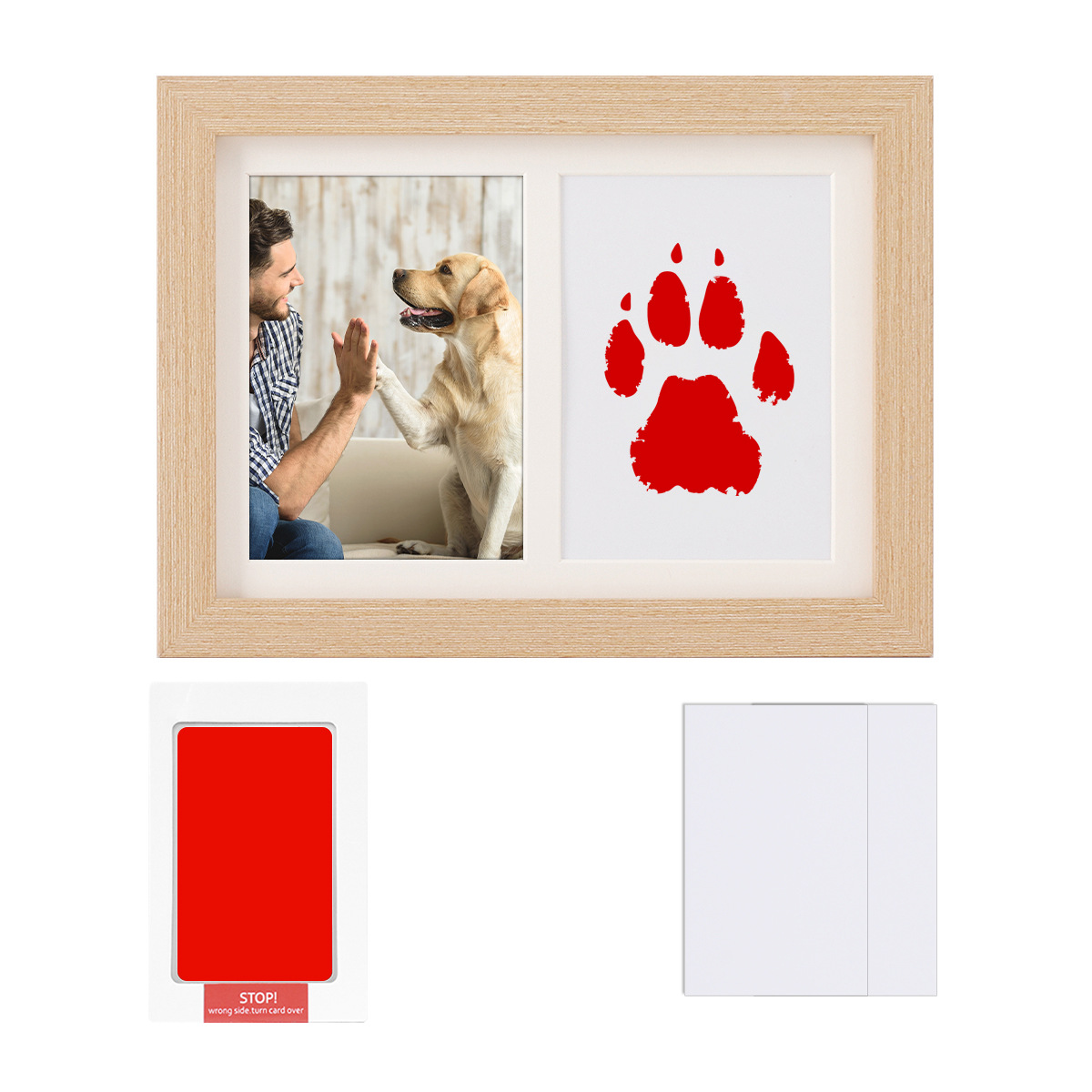 クロスボーダーペットの足跡フォトフレームテーブルdiy猫の手形7inch犬の足跡インクパッドボール紙ディスプレイフレーム