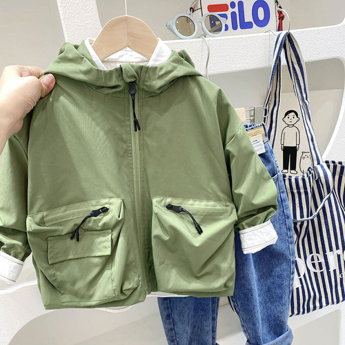 Boys' windbreaker spring and autumn 2024 new fashionable Korean style big children's tops children's autumn jackets boys' coats