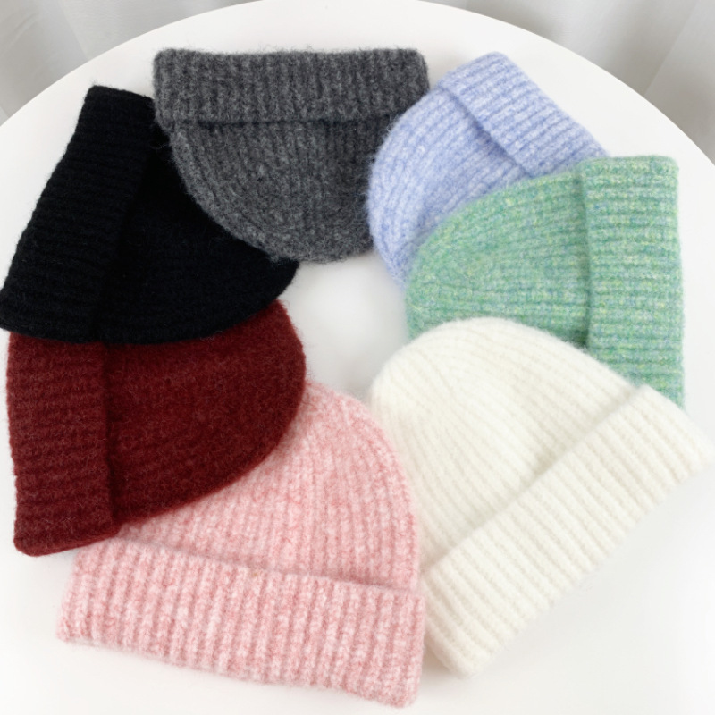 Cappello da donna in lana autunnale, semplice, versatile, tinta unita, lavorato a maglia, in cotone, stile coreano_voghion.com
