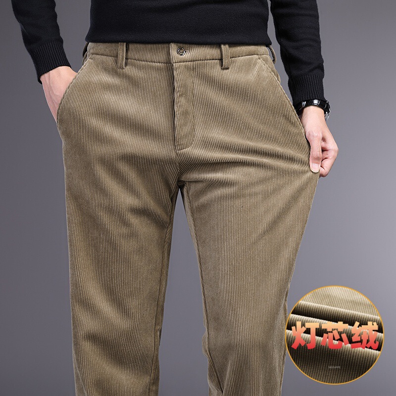Corduroy Men's Casual Pants Business Straight-Leg Trousers British Retro Middle-Aged Corduroy Pants British Business Style Corduroy Men's Casual Pants Business Straight-Leg Trousers British Retro Middle-Aged Corduroy Pants British Business Style