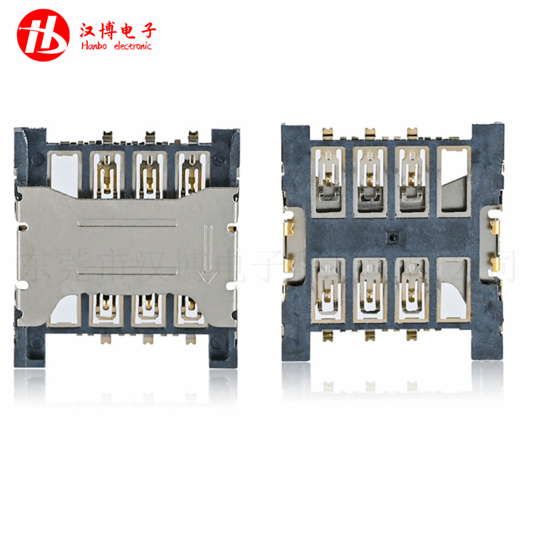 MICRO SIM 内焊6P H1.5 防溃手机内置中卡推拉式卡座SIM-213
