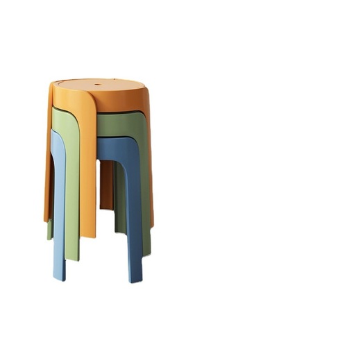 塑料凳子家用现代简约加厚可叠放板凳房间风车圆凳网红客厅小椅子