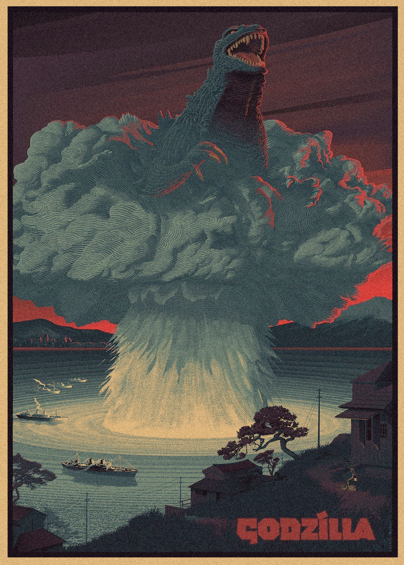 Godzilla película Godzilla póster retro kraft decoración mural mural 258