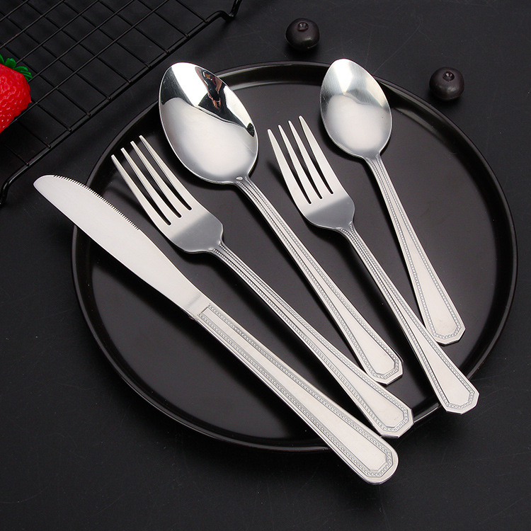 410 stainless steel tableware set, including knife, fork, and spoon, steak knife, fork, and spoon set, hotel-grade stainless steel cutlery set, trending knife, fork, and spoon set