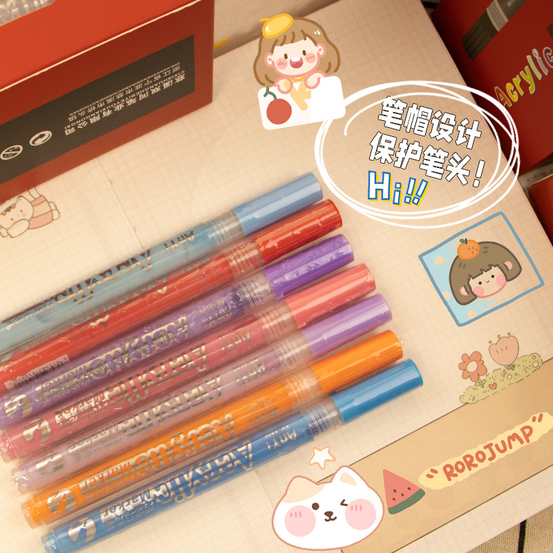 Válvula de marcador a base de agua marcador acrílico marcador de pigmento a base de agua prensa cerámica pintada a mano pluma de 60 colores