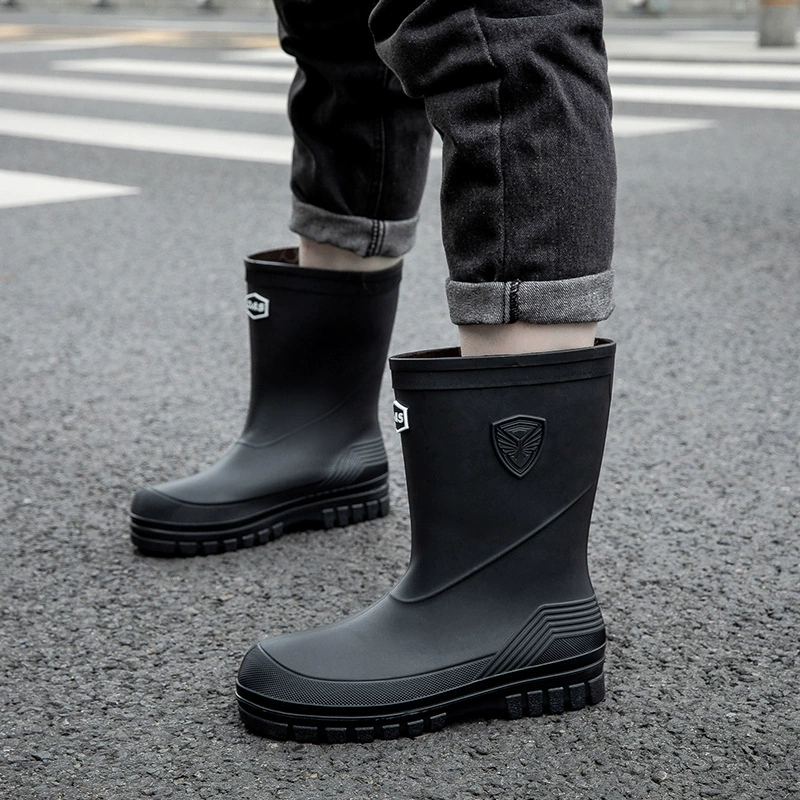 Men's fashionable shoes, non-slip fleece boots, Korean style, mid-length