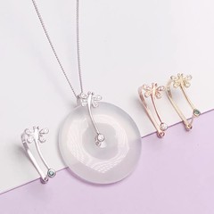 平安石項墜扣頭卡夾扣s925純銀吊墜扣電鍍18k扣吊墜空托翡翠