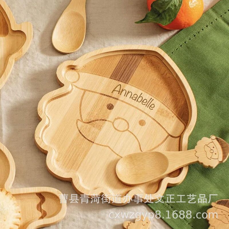 Bamboo Dinner Plate Creative Christmas Cake Fruit Small Food Plate Children's Food Plate Holiday Home Decoration Plate