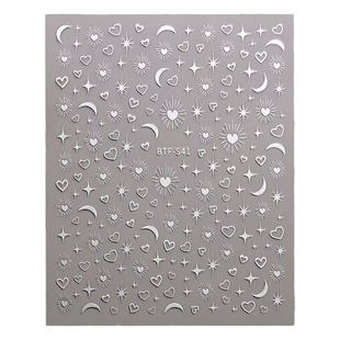 Nail stickers gilding Love Heart star Moon geometric pattern 3d waterproof silver crescent star Awn stickers nail decorations