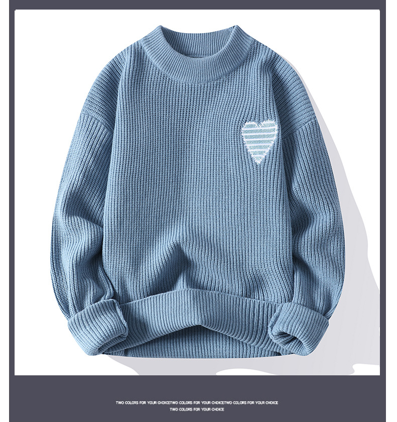 Men's Sweater Half High Collar Wool Pullover Casual Knit Jumper_voghion.com