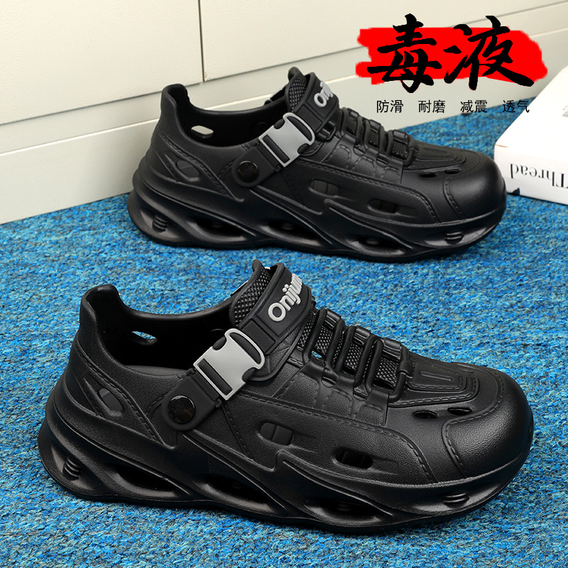 Sandalias con todo incluido, verano para hombres, nuevos zapatos con agujeros de tendencia, sandalias de suela gruesa con absorción de impactos, zapatos de playa cómodos y transpirables