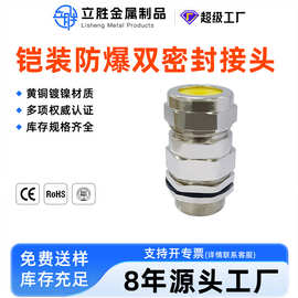 黄铜镀镍双密封电缆防水接头军用级品质铠装防爆格兰头船用填料函