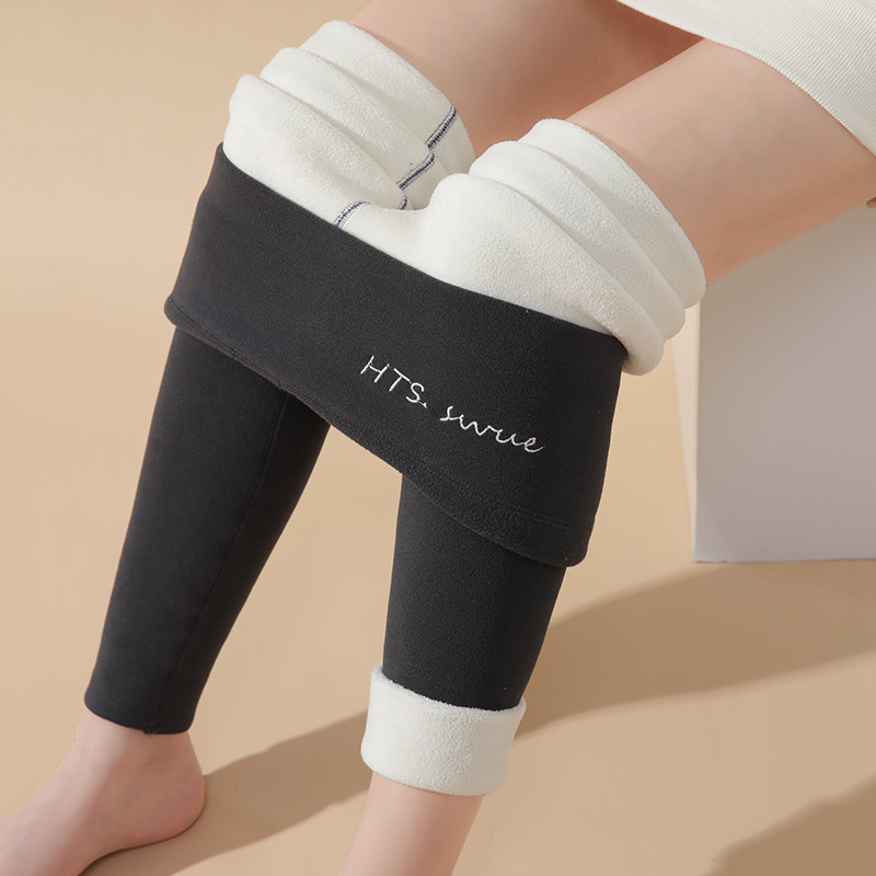 Pantalones térmicos para mujer para primavera, finos y gruesos con lana de cordero, leggings sin costuras de cintura alta, pantalones de capa base de algodón para mujer. image 8