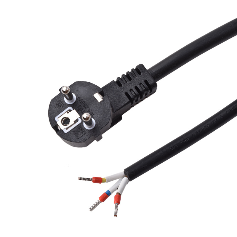 欧标电源线90度烟斗欧规三插 ，尾部管型端子，纯铜电源线延长线