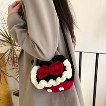 成品钩织包卡通米奇毛线包新款可爱百搭撞色斜挎包儿童配饰单肩包