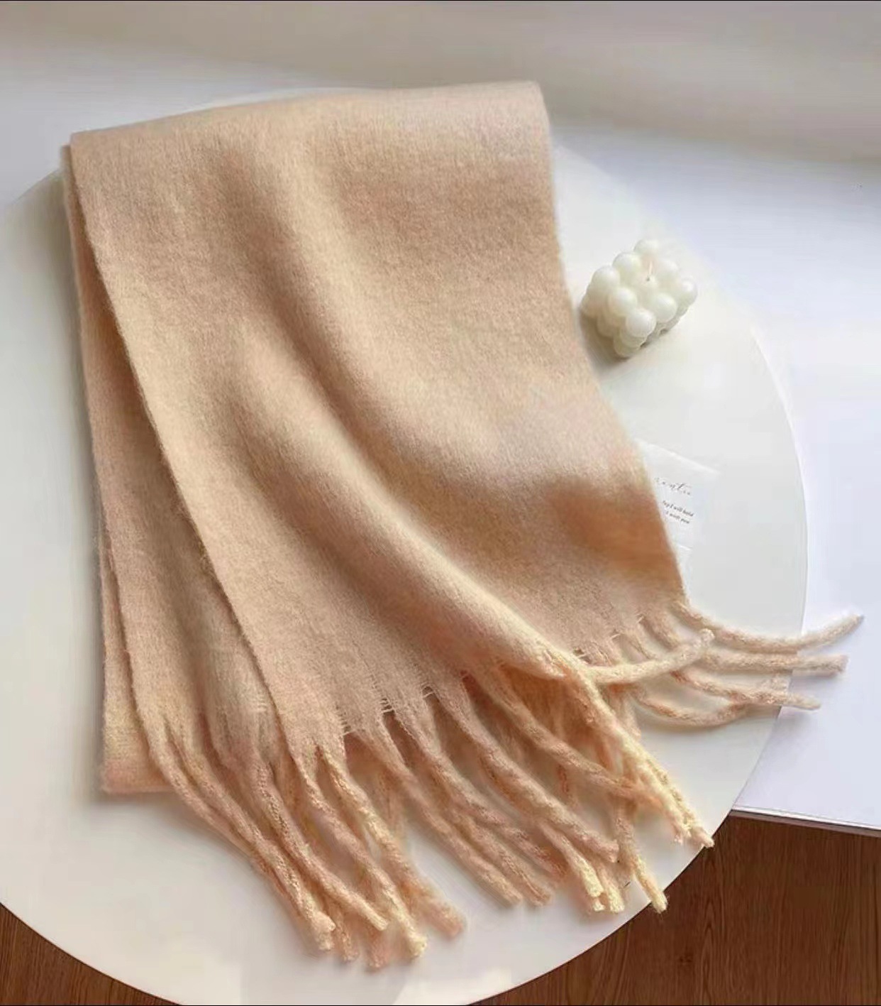 Écharpe en mohair douce et moelleuse de couleur unie pour femme, châle chaud et épais en cachemire polyvalent, nouvelle collection automne hiver_voghion.com