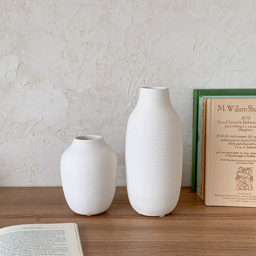 Simple Estilo nórdico hilo blanco puro llano quema florero de cerámica flores secas hogar Decoración suave al por mayor