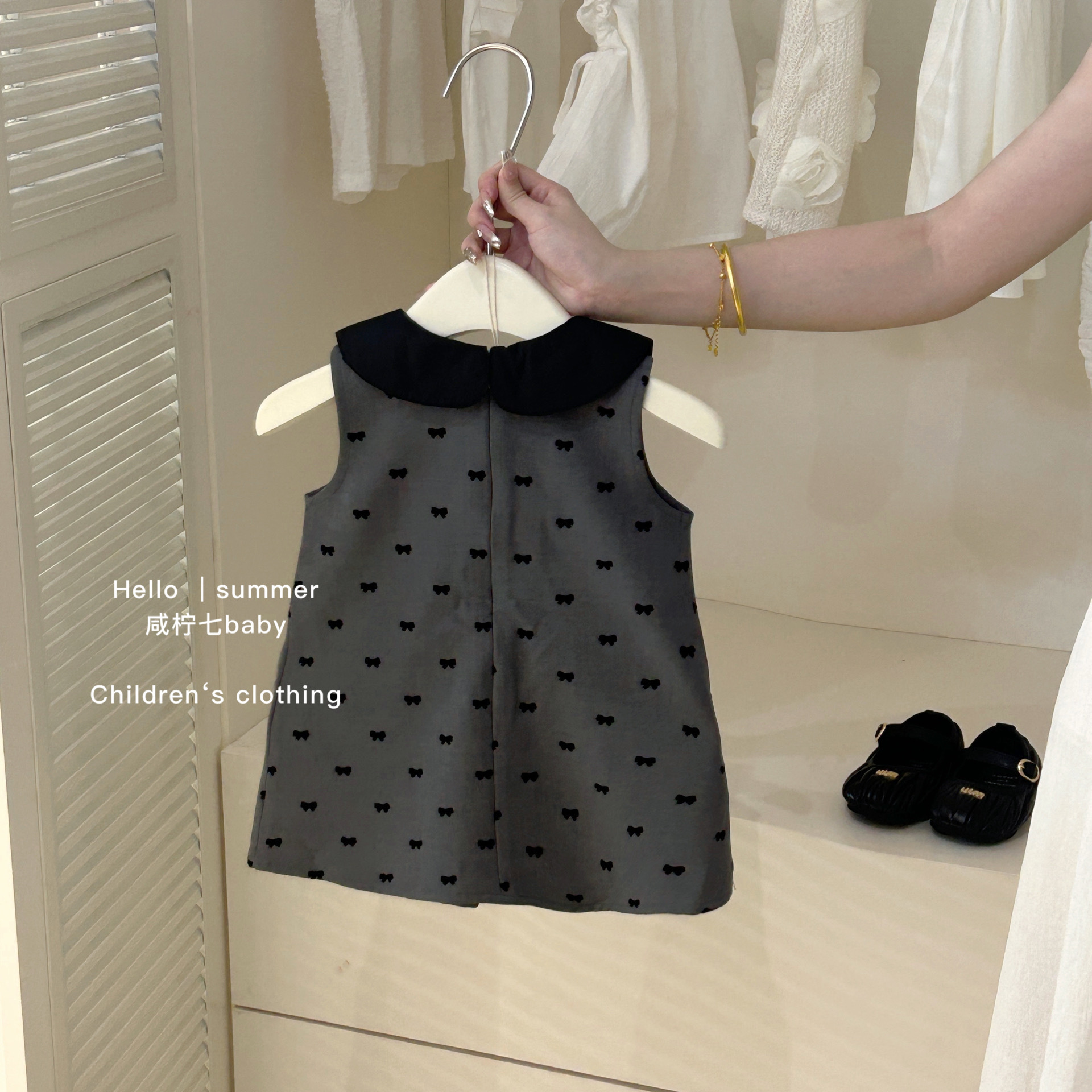 Falda de chaleco casual de siete niñas con limón salado, verano nuevo estilo, falda de hoja de loto de estilo occidental para niños, falda sin mangas para bebés