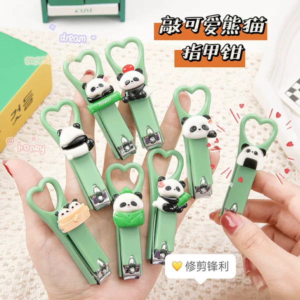 Cute panda nail clippers portable student cartoon nail clippers household small size nail clippers anti-splash nail clippers