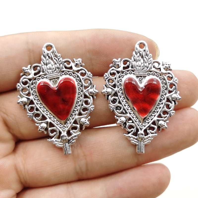 Zinc alloy Material 10 Pieces Diameter 4mm Zinc Alloy Heart Shape Pendant