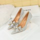 1829-AH15 Fashion Banquet Women's Shoes High Heel Shoes Thin Heel High Heel Bow Rhinestone Flower Single Shoes