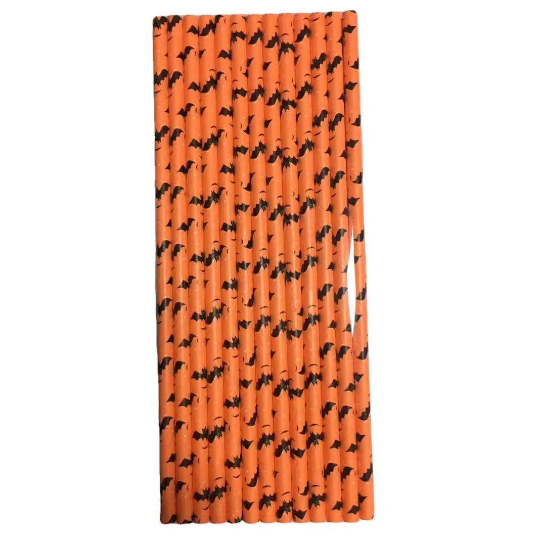 Degradable disposable righteous Ukraine Halloween straws, color skeleton party dessert dessert decorative beverages suction 4