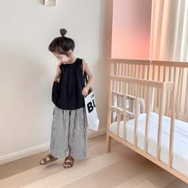 女宝宝时髦套装洋气2026新款儿童夏装无袖两件套小女孩夏季网红潮