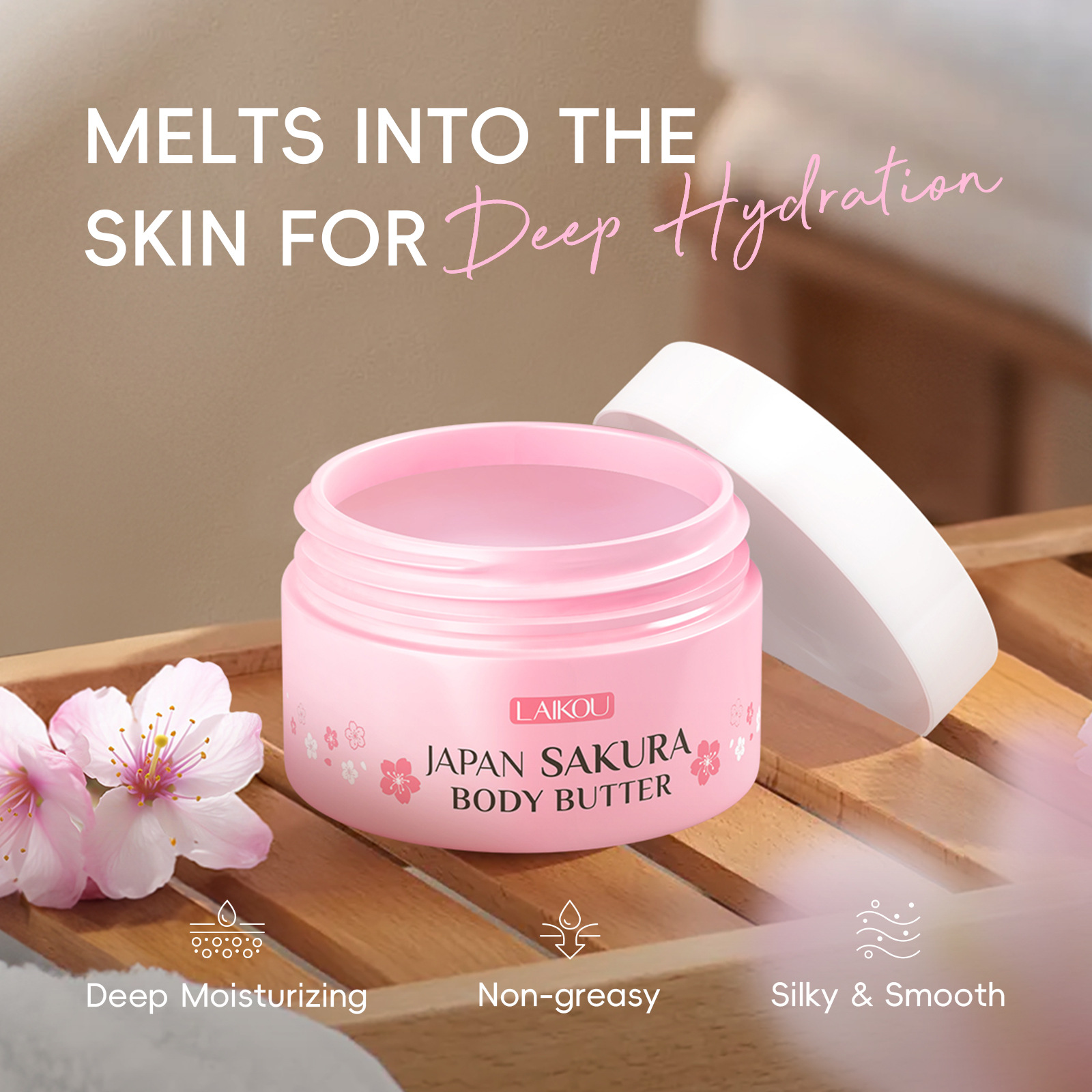 Cross-border LAIKOU Sakura Body Oil 100g Hydrating and Moisturizing Manufacturer's wholesale Body Moisturizing cream in stock Item Picture