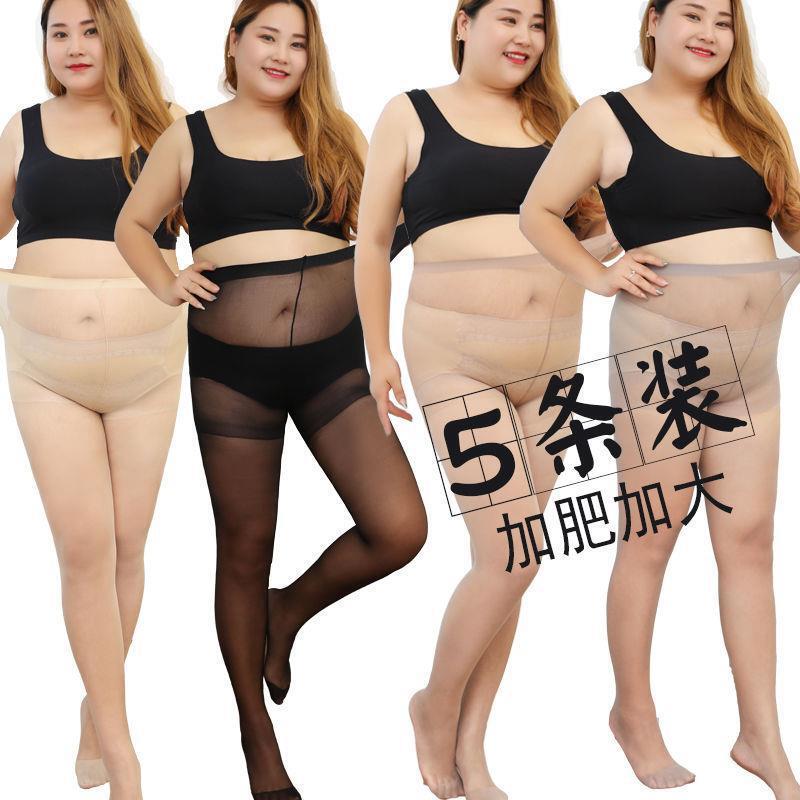 5 pairs of fattened silk stockings women's anti-hook silk stockings butterfly large size fat mm200 kg summer ultra-thin pantyhose