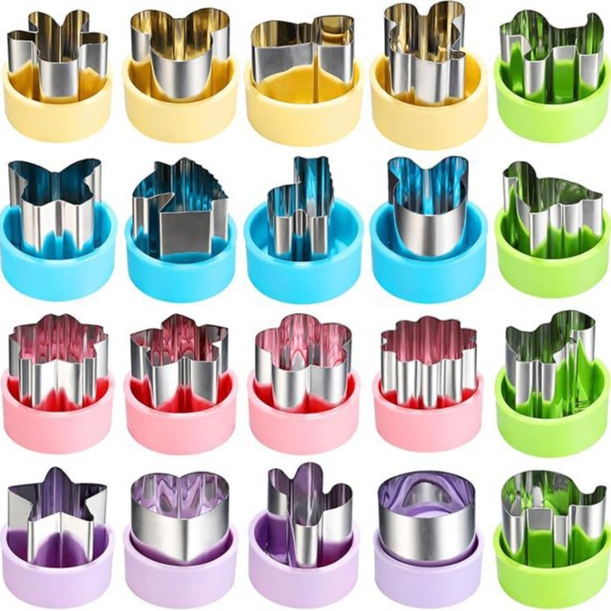 Amazon DIY acero inoxidable frutas molde de relieve de dibujos animados frutas y verduras molde de corte de harina de mariposa molde de alimentos suplementarios