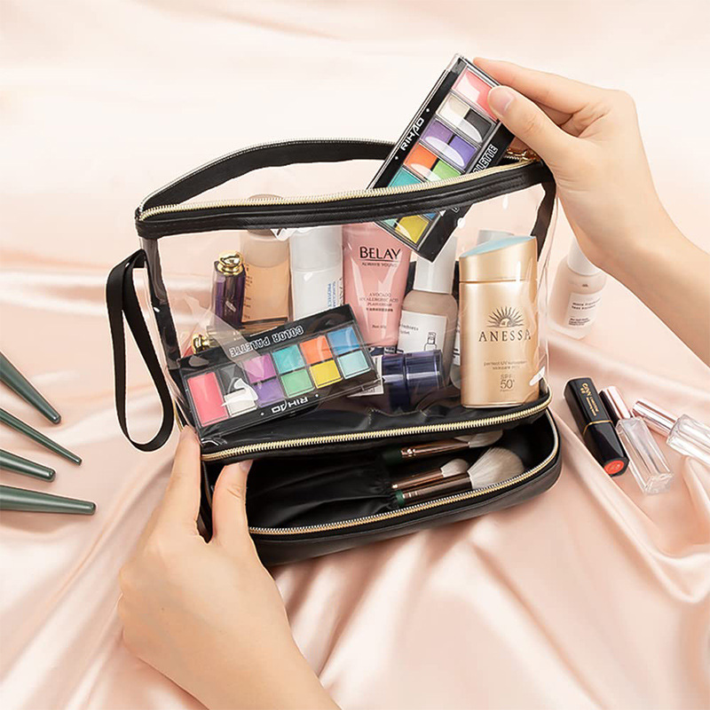 wholesale Europe and America Cross border Cosmetic brush Storage bag Skin care products Makeup Storage bag PVC Transparent Cosmetic