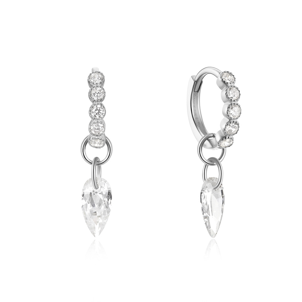 1 Paire Style Simple Les Gouttelettes D'Eau Placage Argent Sterling Boucles D'oreilles display picture 9