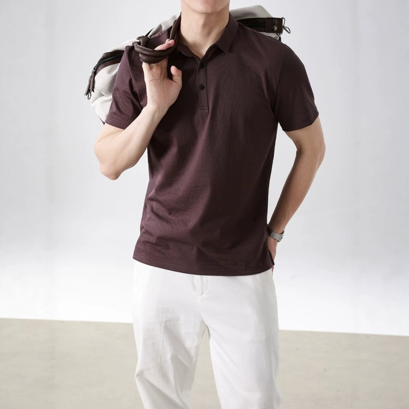 Men's cotton-linen short-sleeve polo shirt, 2026 summer new model, solid color, slim fit, thin half-sleeve t-shirt Men's cotton-linen short-sleeve polo shirt, 2026 summer new model, solid color, slim fit, thin half-sleeve t-shirt