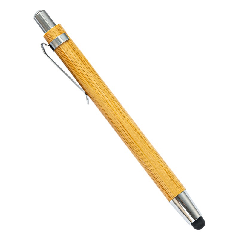 Bolígrafo de bambú creativo Oficina papelería regalo publicidad pluma láser logo pantalla táctil empuje pluma de bambú al por mayor