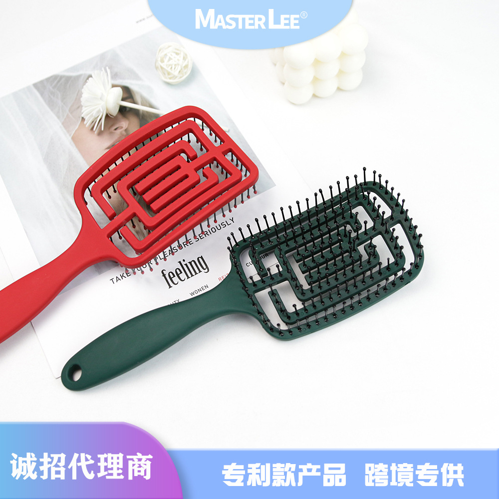 亚马逊热卖弧形蚊香梳排骨梳美发卷发梳 镂空梳头部按摩梳子批发