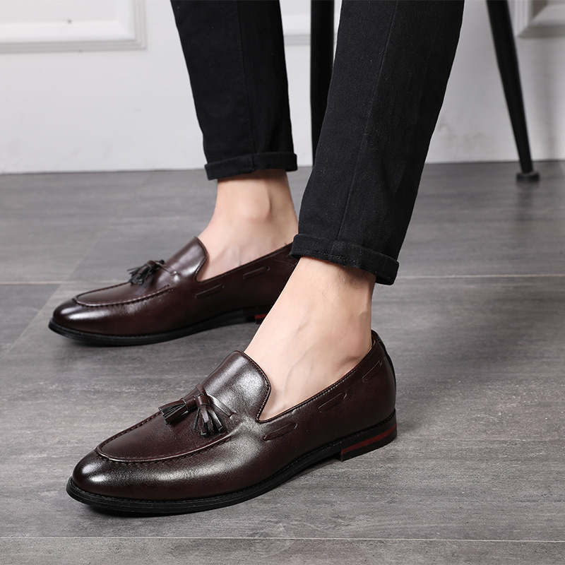 Cross-Border Large Size Men's Shoes Wholesale British Korean Style Men's Casual Leather Shoes Beanie Shoes in Stock Cross-Border Large Size Men's Shoes Wholesale British Korean Style Men's Casual Leather Shoes Beanie Shoes in Stock