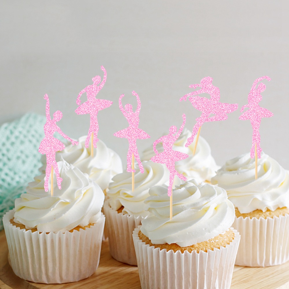 Nuevos productos transfronterizos de decoración de pastel de fiesta de cumpleaños Plug-in tema ballet rosa decoración de pastel de cumpleaños