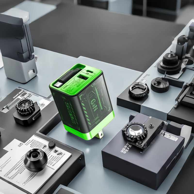 67 ワット窒化ガリウム急速充電ヘッドには、格納式ケーブルデュアルポート充電ヘッド PD が付属しており、Apple および Android 携帯電話の充電器に適しています|undefined