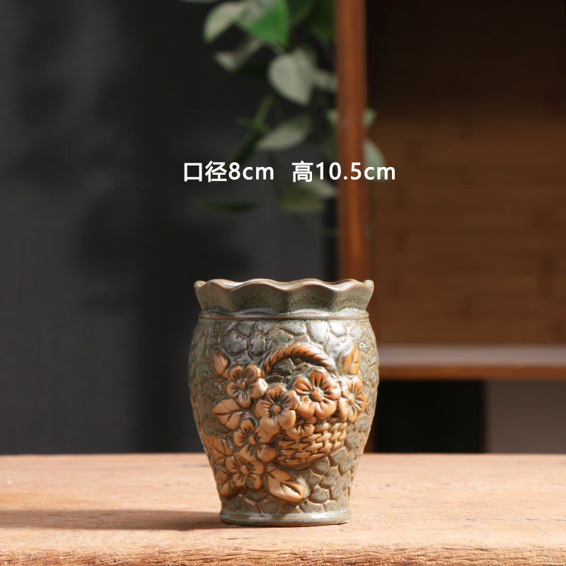 Calidad K esmaltado maceta de cerámica de carne especial balcón doméstico cerámica pequeña maceta de cerámica especial al por mayor